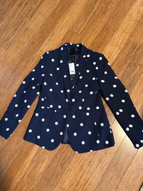 NWT Banana Republic Navy Blazer with White Polka Dots